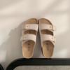 Мода 2024 года, летние женские тапочки из пробки с двумя пряжками, замшевые сандалии на плоской подошве из коровьей кожи для женщин, ретро-шитье, садовые мюли, сабо, сандалии