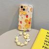 Waterproof and Shockproof TPU Colorful Flower Phone case for iPhone 15 Pro Max Wrist Strap 14 Protective case