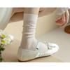 Женские носки Лолита, милые носки средней длины для девочек, тонкие дышащие однотонные черные, белые, серые свободные длинные носки из сетки