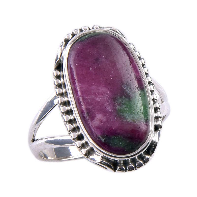 Ruby In Zoisite Handmade Lab-Created 925 Sterling Silver Jewelry Ring S.8 I1j53