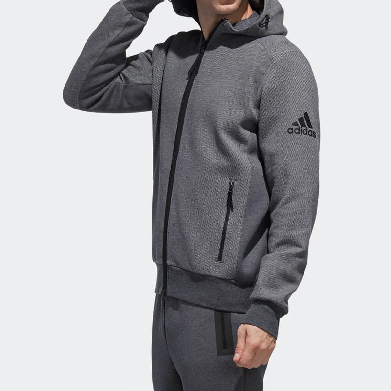 adidas Мужская куртка с капюшоном Double Knit, серая, DW4594