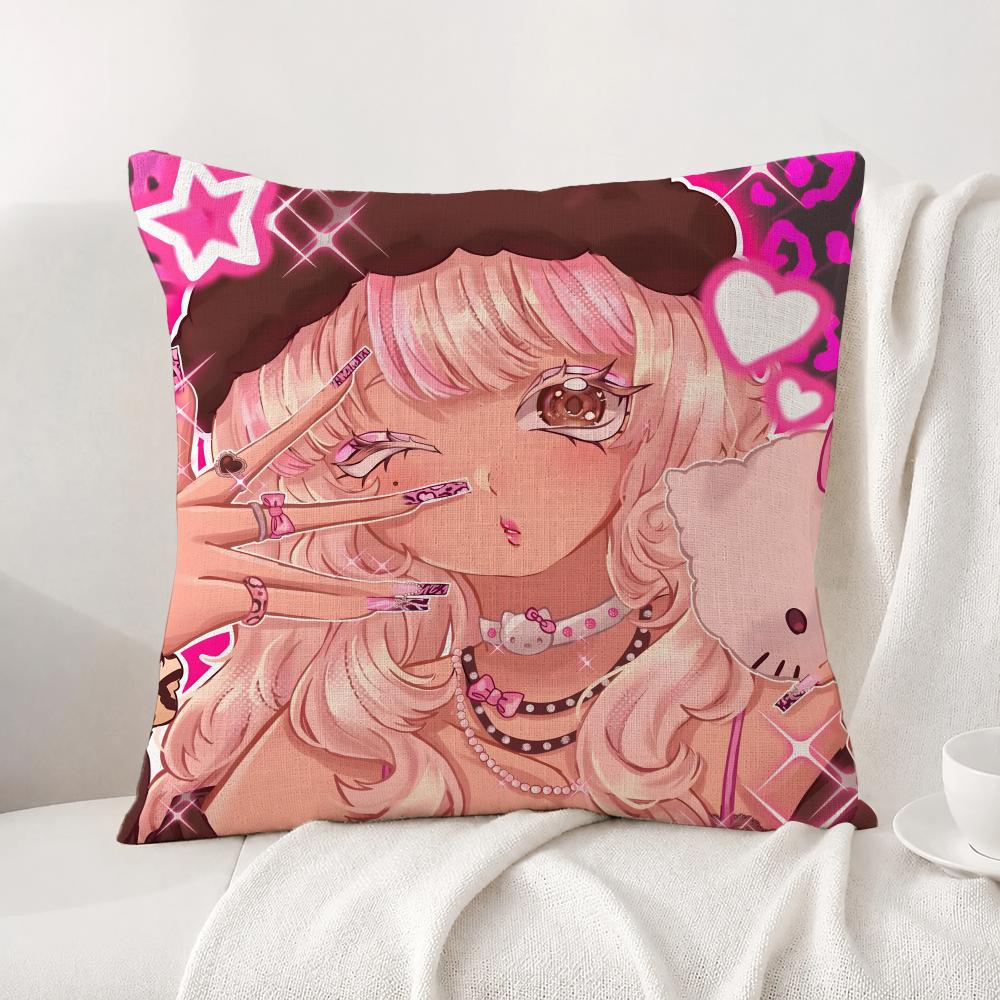 Fashion Gyaru Cushion Cover Natural Linen Pillowcase Set AllinOne Decor Cushion Cover for Sofa Bedroom Chair