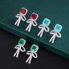 Jewelry Copper Bottom Gold-Plated Simulation Treasure Retro Bow Earrings Earrings Main Stone 8 * 8