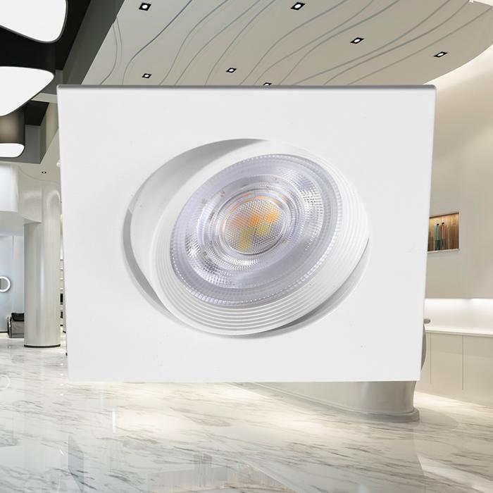 Lot de 10 spots LED encastrables 3en1 carré blanc 7W IP20 Dimmable