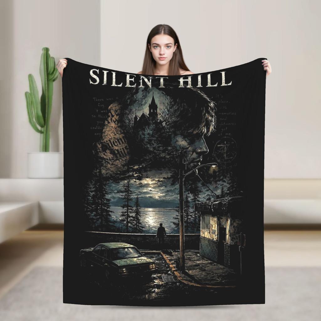 Silent Hill Blanket Flannel Print Halloween Horror Breathable Super Soft Throw Blankets for Bed Car Bedding Throws
