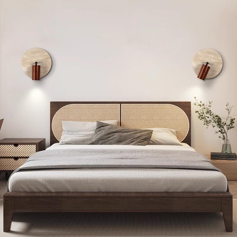 Japanese retro bedside LED wall light natural yellow cave stone wall light with cable switch home bedroom atmosphere lighting