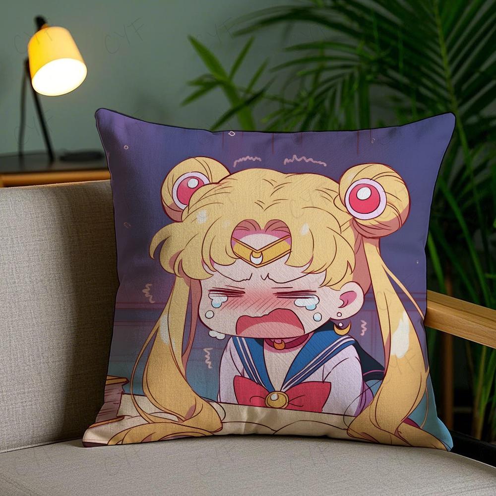 S-SAILOR Аниме M-MOON Наволочка Наволочка Клещ-пылевой клещ Подушка Невидимая молния Шелковистый короткий плюш Подушка для дивана Чехол