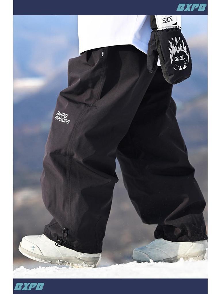 Водонепроницаемые ветрозащитные горнолыжные брюки со съемными лямками - Унисекс, однотонная снегозащитная одежда для катания на лыжах на открытом воздухе