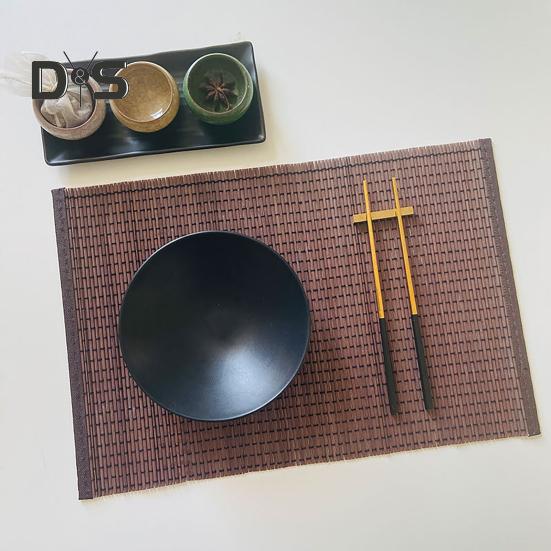 Bamboo Woven Placemat Retangle Shape Thickened Heat-Resistant Oil-Resistant Non-Slip Parties Weddings Banquets Table Decoration Dining Kitchen Mat