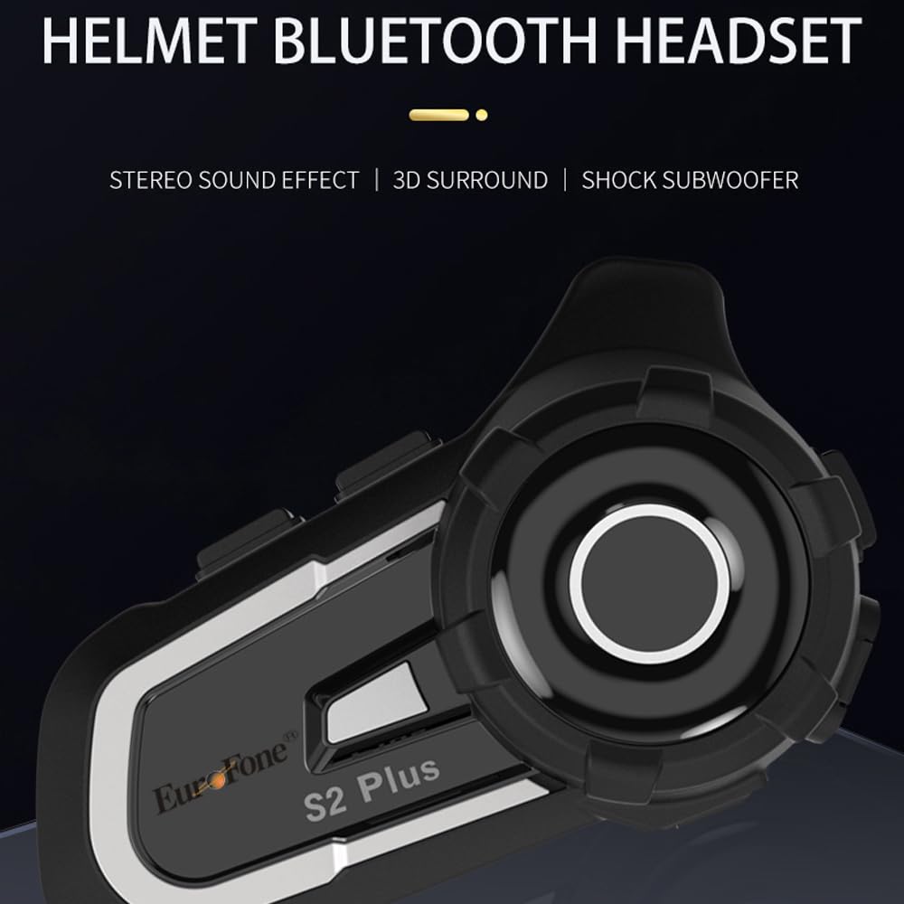 EuroFone S2 PLUS Motorcycle Bluetooth Simultaneous Calling While 1500m Communication IP67 Waterproof and Music 40mm Helmet Automatic CVC Noise HIFI