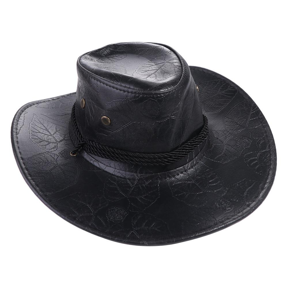 Elegant Cycling Caps Knight Hat Sun Protection Caps Climbing Hats Sunscreen Caps Western Cowboy Hats PU Leather Summer Sun Hats
