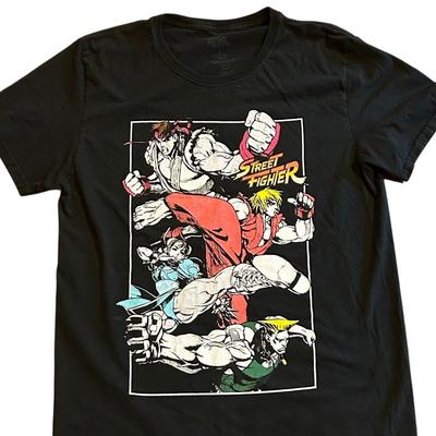 Unisex Shirt Cotton Oversize Large Size Street Fighter Capcom T-Shirt Ryu Chun-Li Guile Graphic Tee Men’s Medium