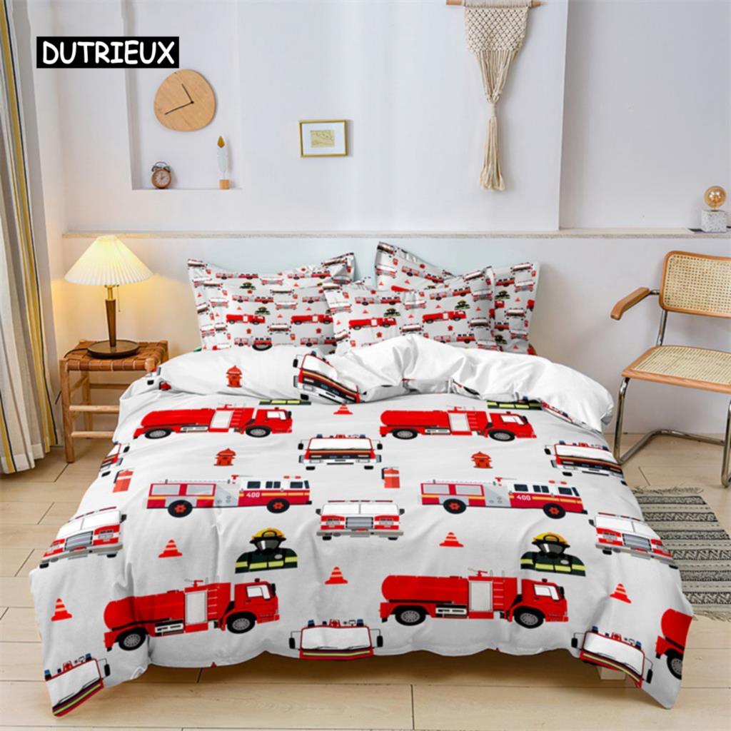 Пододеяльник с изображением машинки из мультфильма для мальчиков, комплект постельного белья, строительная техника, покрывало для одеяла, детская мультяшная техника, грузовик, мягкий полиэстеровый декор