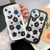 Transparent Wave Edge Painted Silicone Case for Xiaomi Redmi Note 10 11 12 iPhone 15 14 13 11 Samsung A14 A24 A34 A54 Funda Black White Flowers Cover