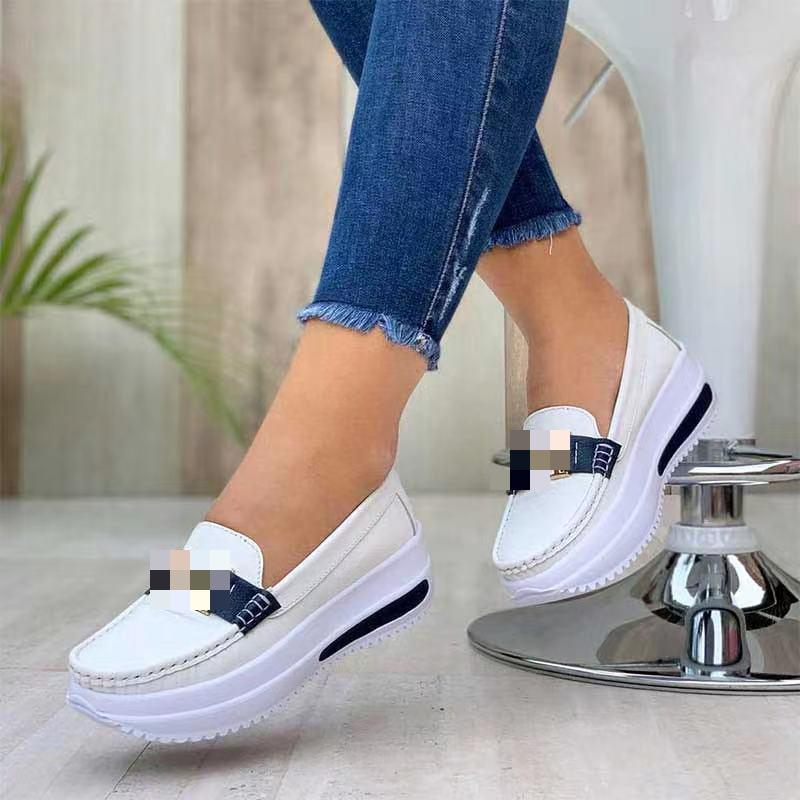 Style 2 Autumn Thick-soled Round Head Solid Color Women's 0-4 Light Mouth Women's Flat-soled Single Shoes