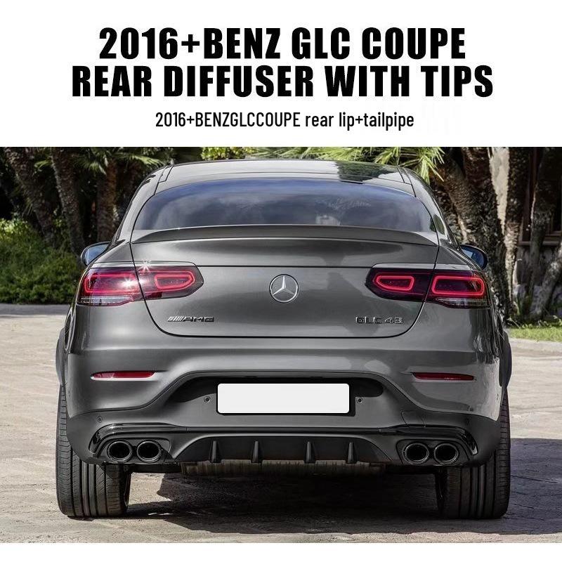 Compatible with Mercedes-Benz GLC Coupe (2015+): AMG GLC43/63 Rear Lip Quad Tailpipes Dual Exhausts