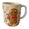 Yousheng Christmas Coffee Cup Christmas Tree Elk Stocking Gingerbread Man Mug 260ml Dishwasher Microwave Tea Cocoa Cup for Home Office Outdoor Use