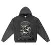 DTG Print Knitted Denim Zip-Up Hoodie Represent Divine Brother Print Zipper Hoodies