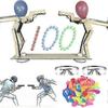 Handmade Wooden Shooting Puppets Balloon Game - Headshot WoodBots, 2025 New Whack A Balloon Strategy Board Game for Party Fun & Battle