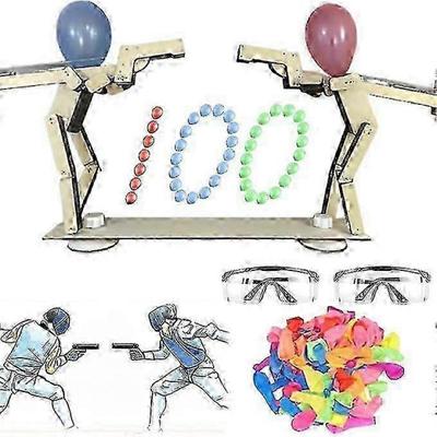 Деревянные куклы-стрелки ручной работы Игра с воздушными шарами - Headshot WoodBots, 2025 Новая стратегическая настольная игра Whack A Balloon для вечеринок и сражений