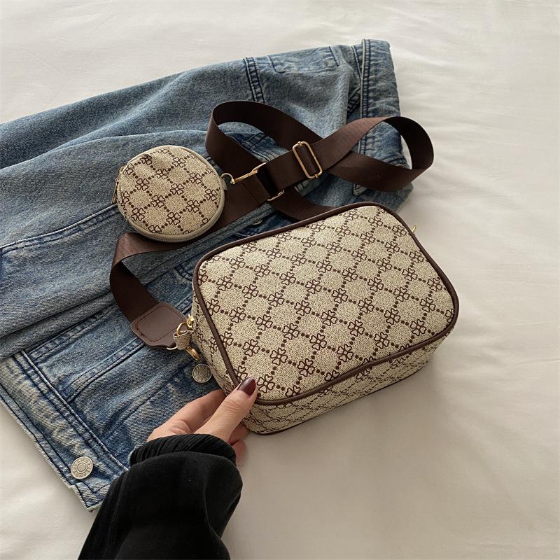 Набор сумок через плечо с геометрическим узором, модная мини-сумка через плечо, женская винтажная квадратная сумка с кошельком для монет