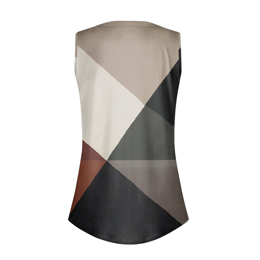 Женские летние майки с V-образным вырезом и принтом, повседневные майки для женщин, свободные рубашки-туники без рукавов