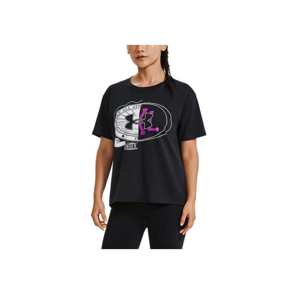 Under Armour Make All Logo Print Training T-Shirt Women Tops Black 1379390-001
