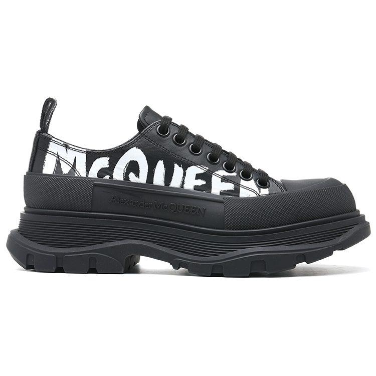 Alexander Mcqueen Кроссовки 'Black White' с шнуровкой и принтом 'Graffiti Tread Slick' 711108WIAT61070