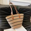 Women's Woven Grass Beach Bag Large Capacity Striped Unique Item Versatile Fashionable Summer New