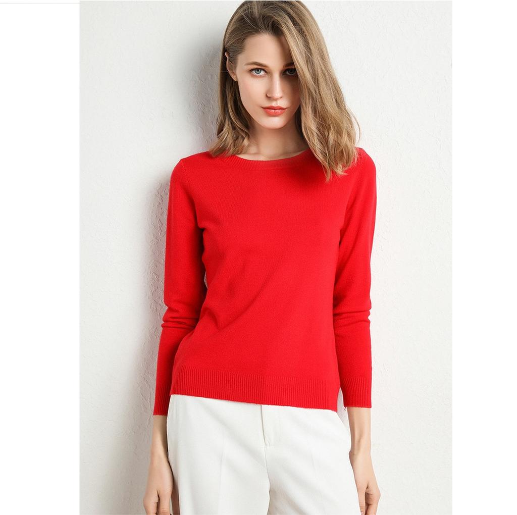 Осенне-зимний вязаный свитер с круглым вырезом для женщин, в качестве базового слоя, универсальный и модный свитер