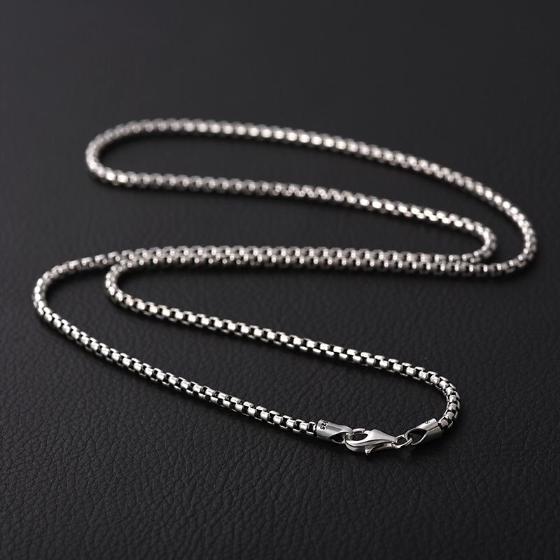 3mm Wide Box Necklace Pendant Pure 925 Sterling Silver Men Women Chain Statement Necklace Jewelry 925 Silver Chain for Women