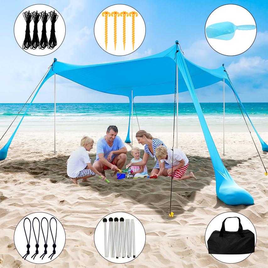 Приморский Портативный Кемпинговый Навес Тент Солнцезащитный для Отдыха на Открытом Воздухе, Пляжа и Рыбалки