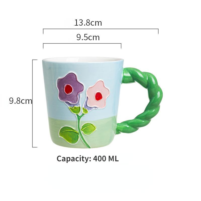 Расписанная вручную керамическая кружка с изображением цветка тюльпана, чашка для кофе и чая