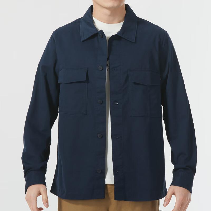 Timberland Однотонная рубашка для спорта на открытом воздухе, повседневная, свободная, для работы, с воротником, с длинным рукавом, мужские рубашки, темно-синий цвет A28QG-433