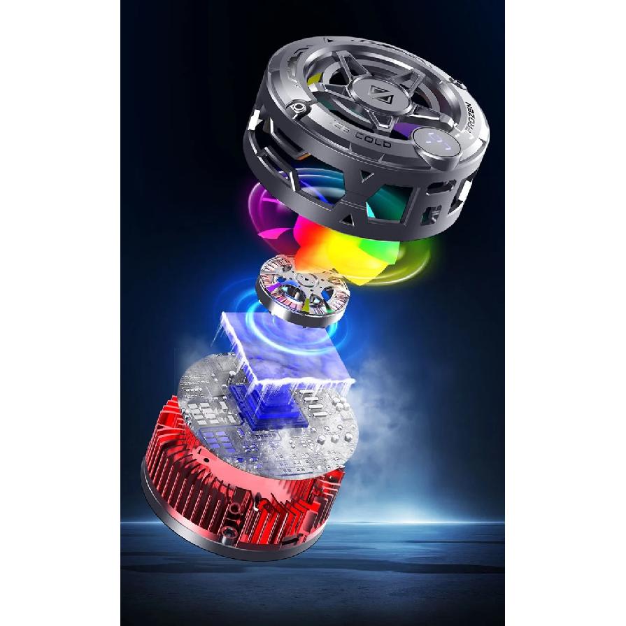 K20 Universal Portable Magnetic Semiconductor Phone Cooler with Digital Display RGB Lights Powerful Cooling Fan for Gaming