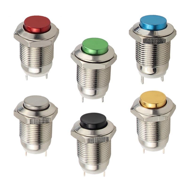 1pc 12 MM Self-locking Metal Push Button Switch Reset Start Stop Round High  Normally Open/Normally Closed Head