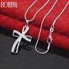 925 Sterling Silver Cross AAA Zircon Pendant Necklace Fashionable Wedding Jewelry