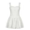 Pure Desire Style Bow Tied Flower Bud Short Skirt White Sexy Hot Girl Waistless Satin Suspender Dress for Women
