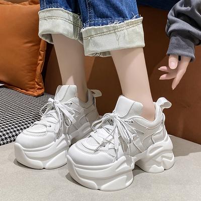 Мода Мода Белая Сетка Вентилируемые Женские Кроссовки 8СМ Высокая Платформа Спортивная Обувь Новая Весна Толстая Подошва Женские Клинья Повседневная Обувь