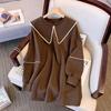 Women's Casual Loose Fleece Jacket Doll Collar Sweatshirt Top
