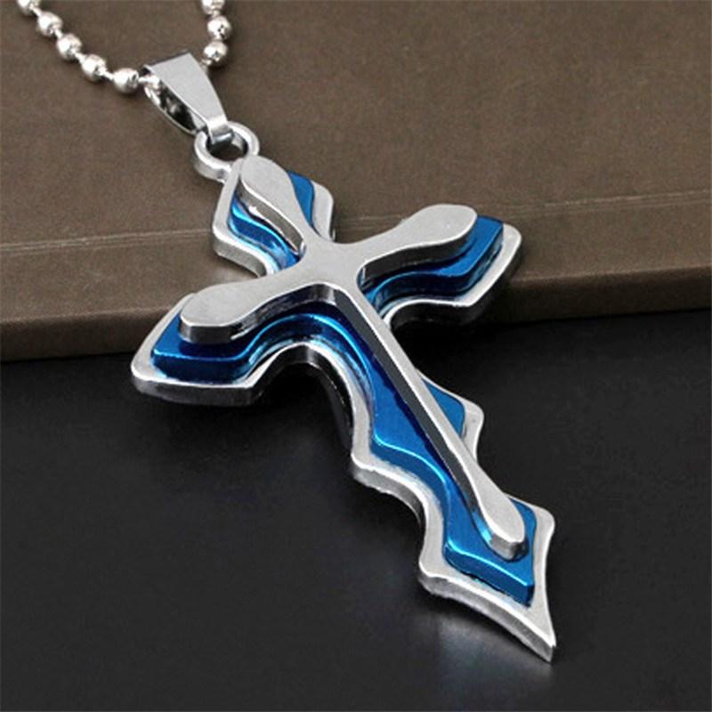Necklace Chain Cross Pendant Crucifix Stainless Steel Unisex's