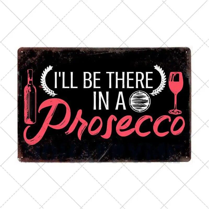 Prosecco O'Clock Metal Tin Signs Plates Cocktails Vintage Plaque Posters Pub Bar Art Wall Decoration Retro Home Decor 20x30cm