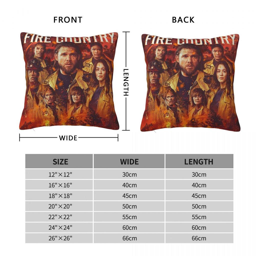 Fire Country Burned Square Pillowcase Polyester Linen Velvet Creative Zip Decorative Room Cushion Case