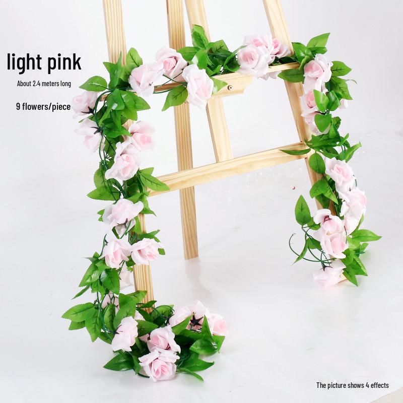 Artificial Rose Vine for Living Room Decoration, Air Duct Cover, Plastic Flower Garland