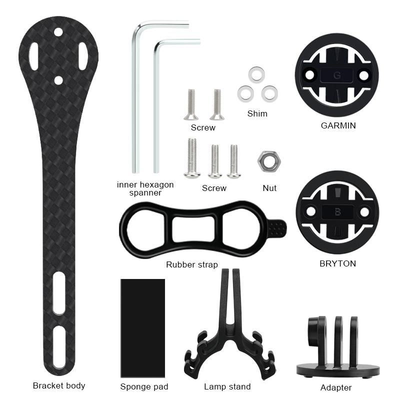 RIDERACE Bike Computer Holder Carbon Fiber Bracket Road Stopwatch Speedometer Mount Holder for Garmin Gopro Bryton Light Stand