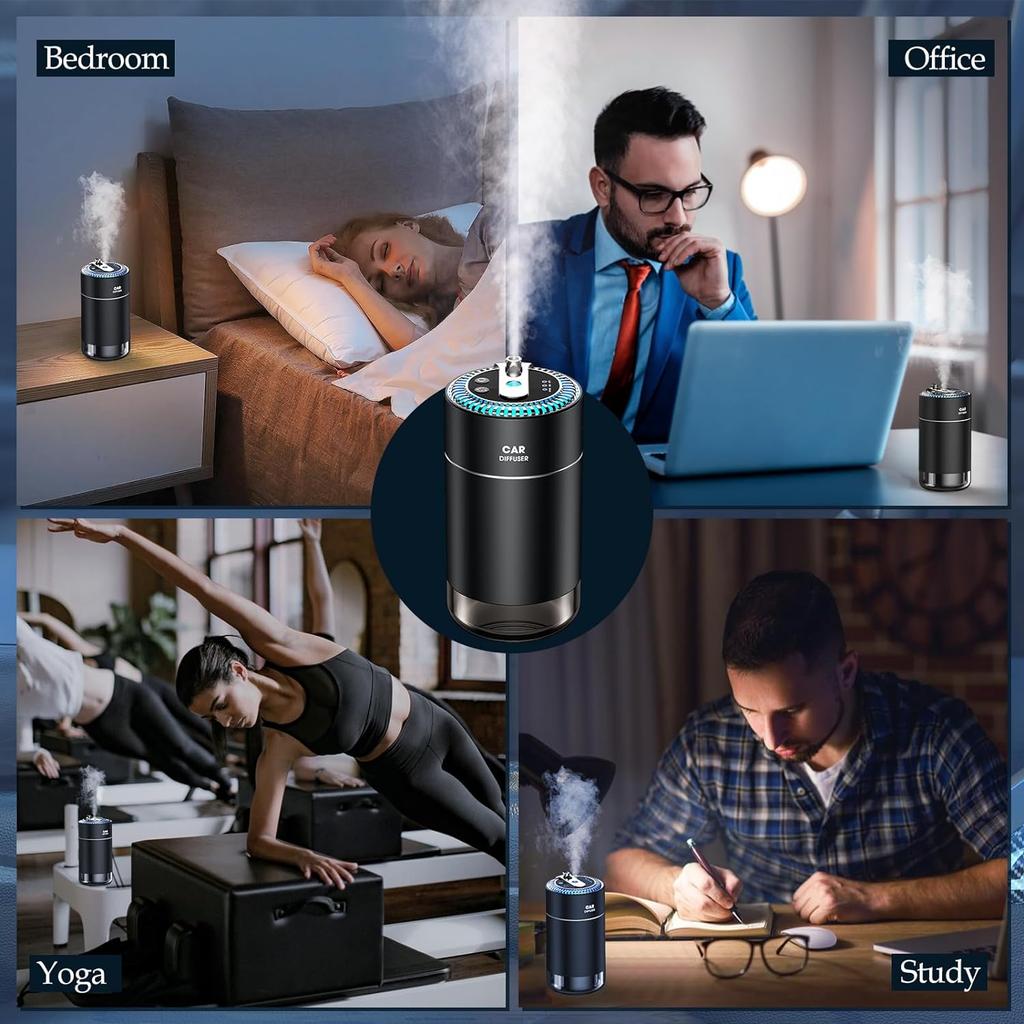 Умный автомобильный освежитель воздуха, автомобильный диффузор эфирного масла со звездным проектором, в том числе 2 натуральных эфирных масла, всего 160 мл, автоматическое открытие/гуань