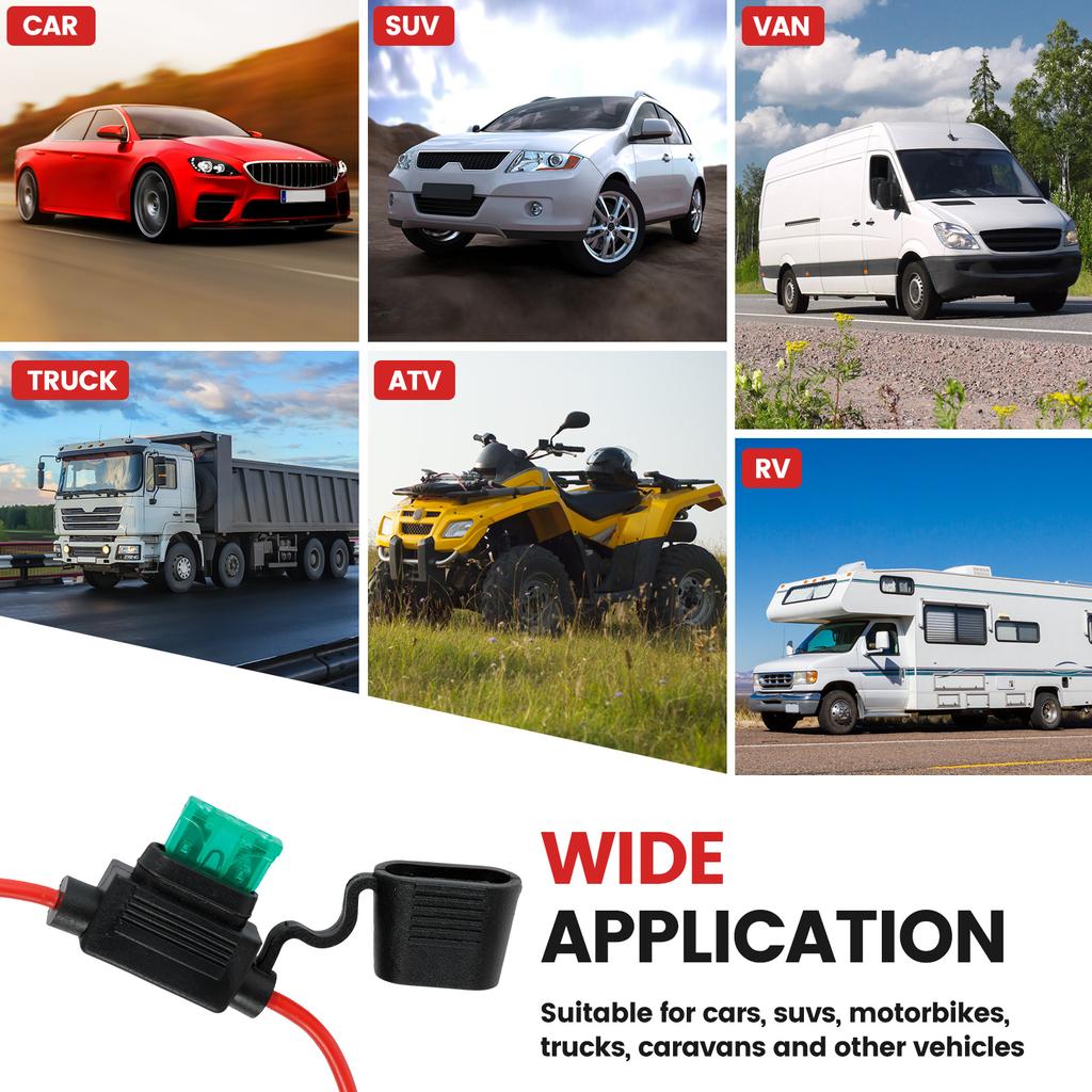 24/10PCS Car Fuse Holder Waterproof 14awg Small Blade Type Inline Fuse Holders for In-Line Ato/Atc Blade Fuses