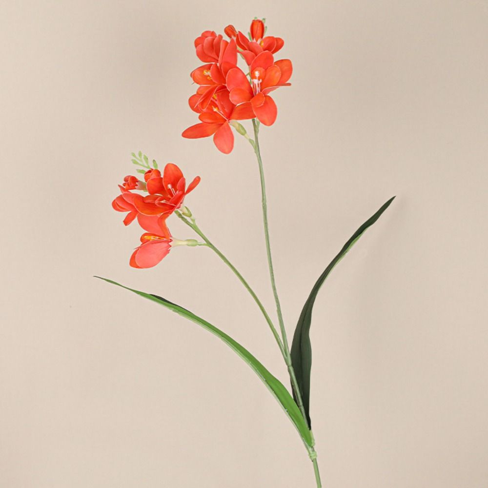 2 Fork Artificial Orchid Branches Realistic Fake Flowers  Porch Cabinet Corner Table