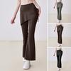 Women's Flared Yoga Pants High Waist Fake Two Piece Drawstring Pleated Wrap