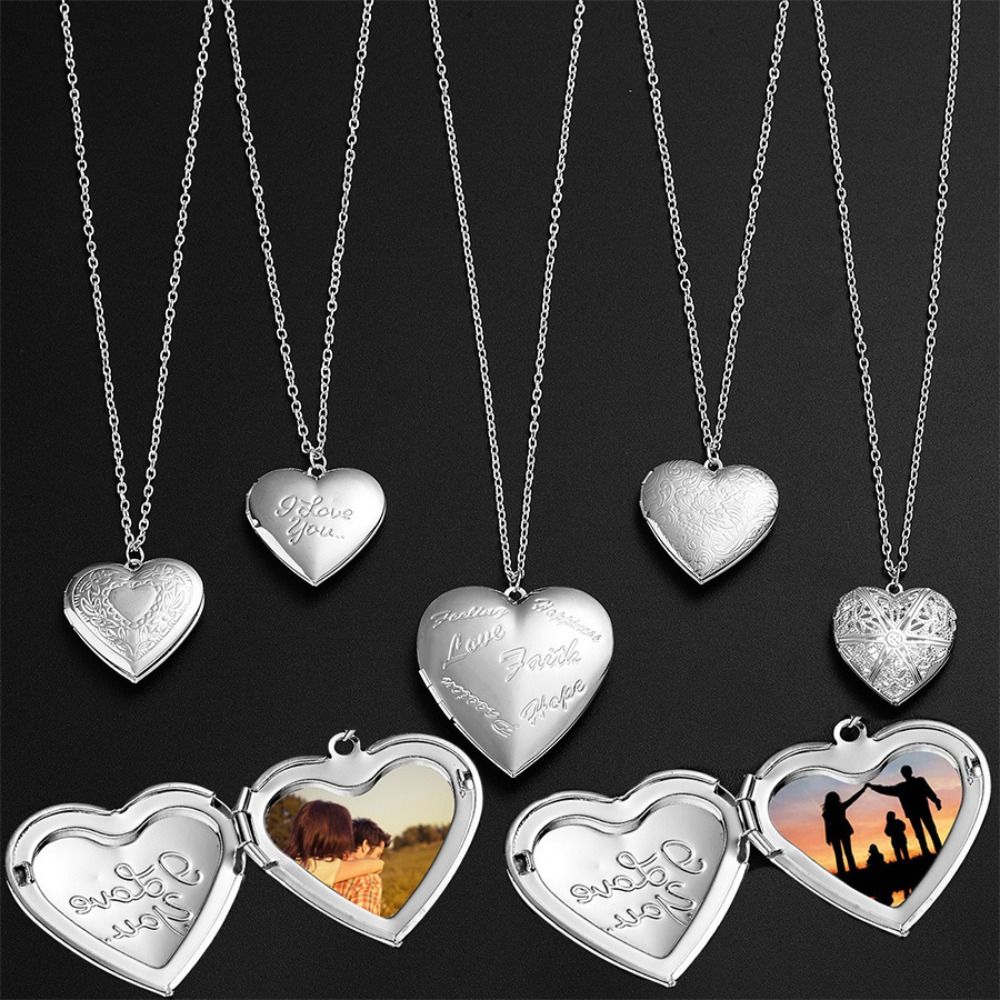 Carving Heart Shaped Family&Lovers Photo Frames Pendant Photo Picture Locket DIY Necklace Necklaces